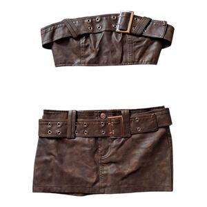 Fashion Nova Chocolate Belted Skirt Set